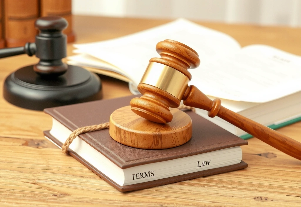 Gerichtshammer auf einem Gesetzbuch, symbolisiert Recht und Ordnung